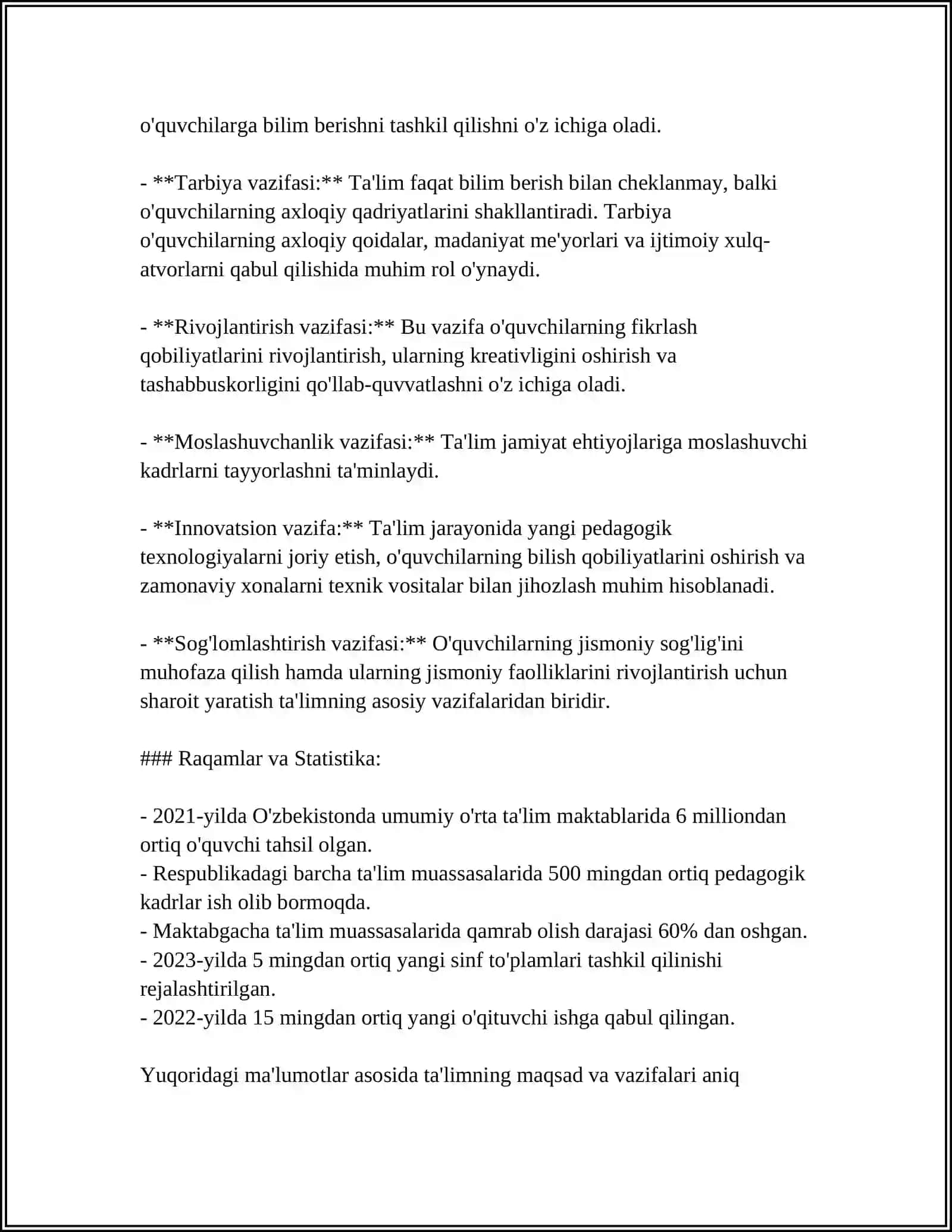 TA'LIM QONUNIYATLARI VA TAMOYILLARI 4