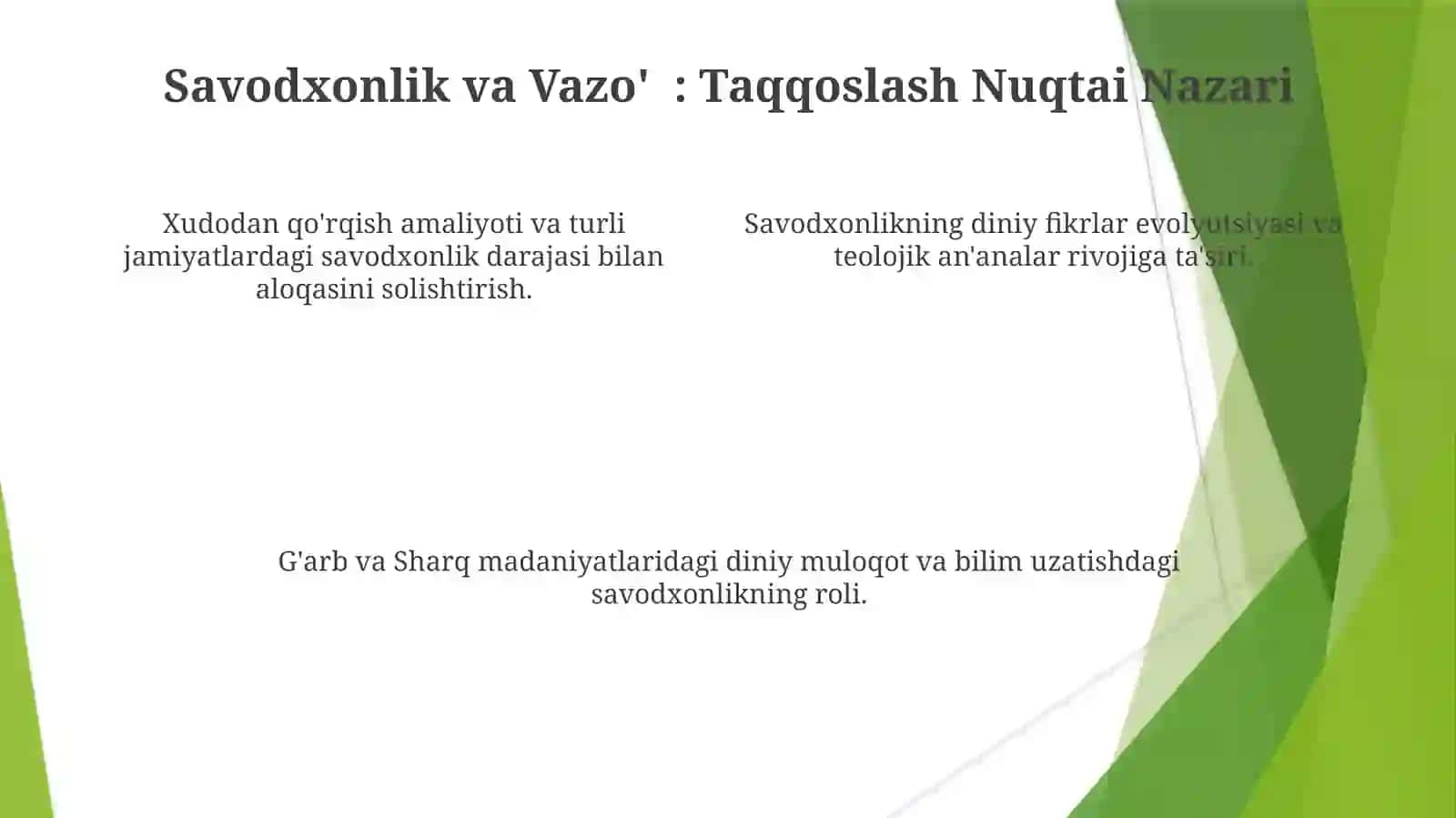 Savodxonlik va Va'z 4