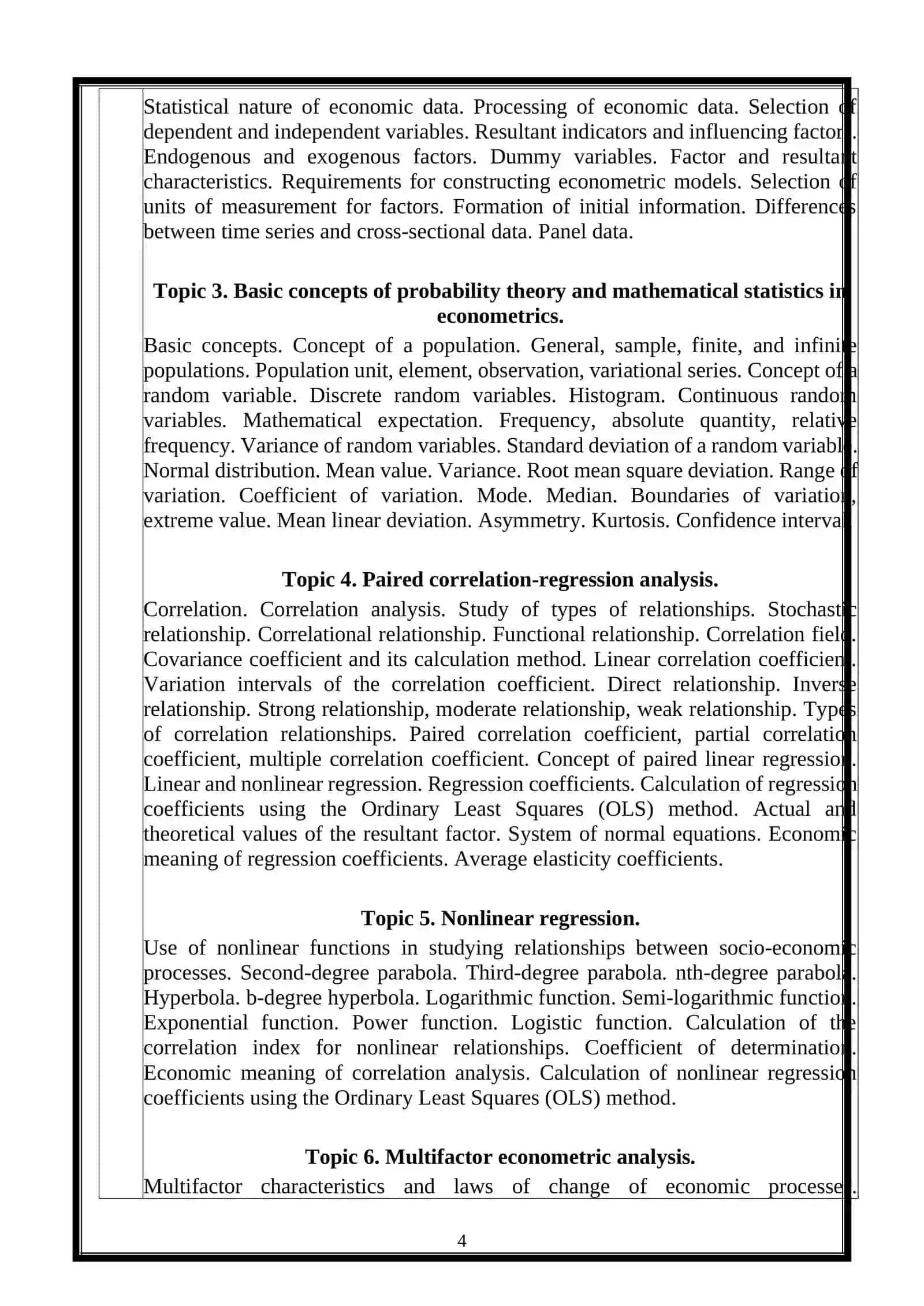 Introduction to Econometrics 4
