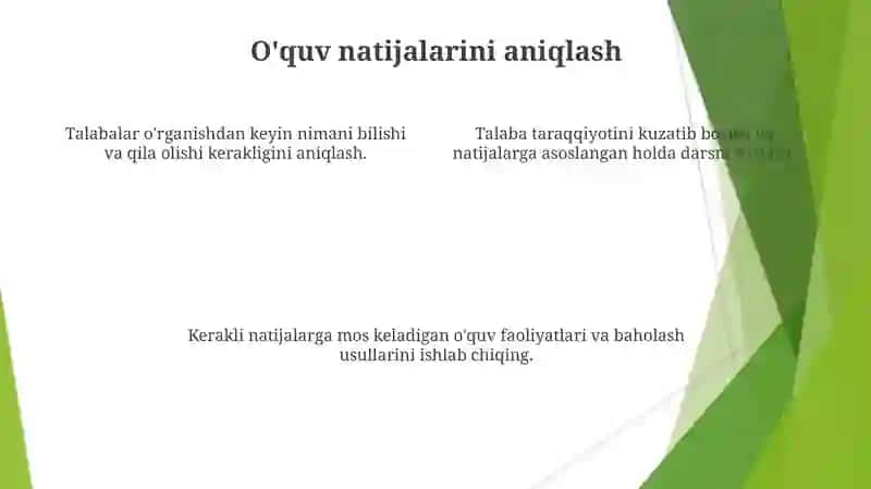Baxolash mezonlarini ishlab chiqish va ulardan o'quv jarayonida foydalanish 4