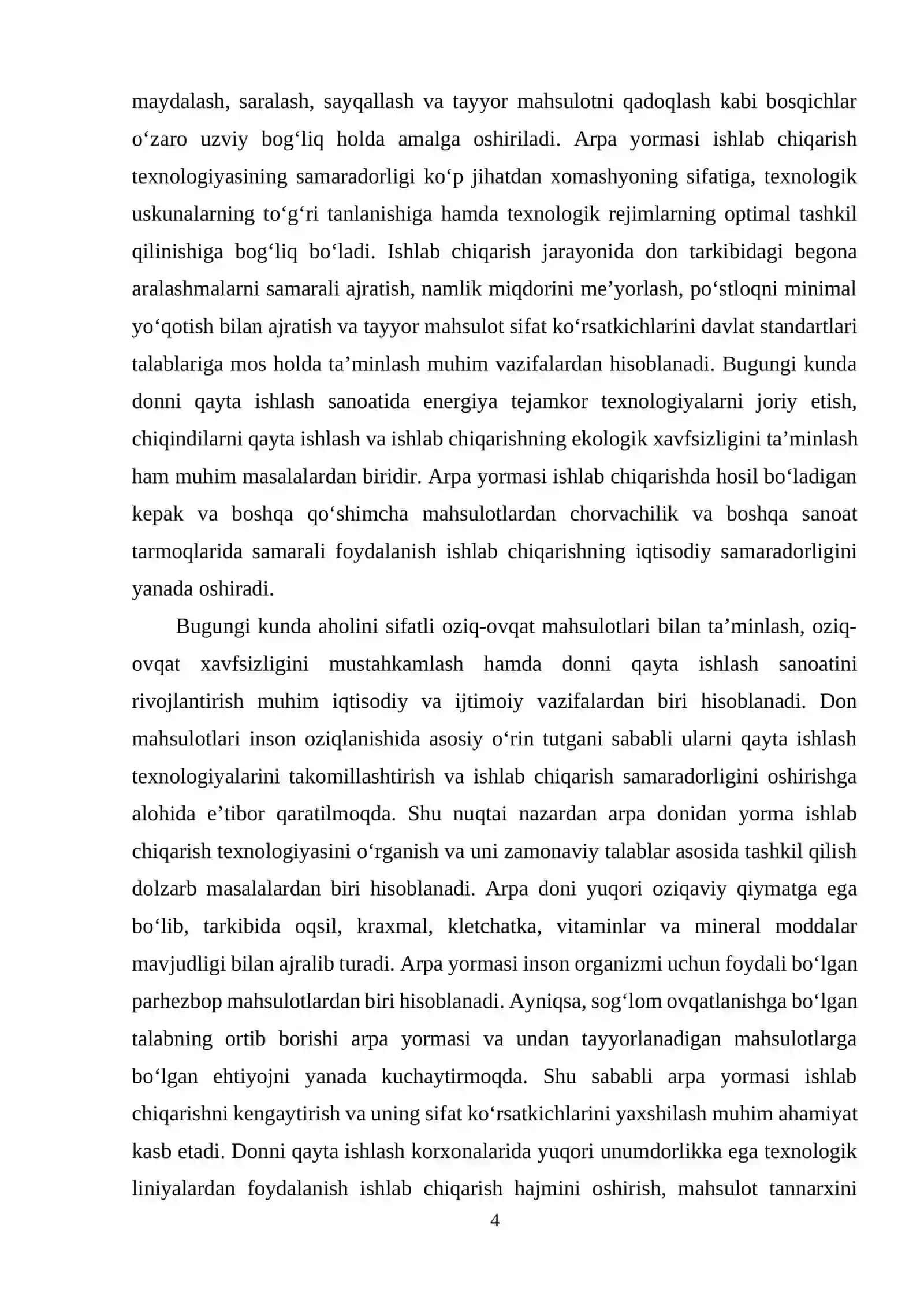 Sutkasiga 80 t/s unimdorlikdagi arpa yorma ishlab chiqarish texnalogiasi. 4