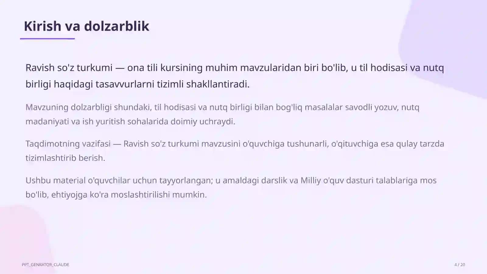 Ravish so'z turkumi (7-sinf) 4