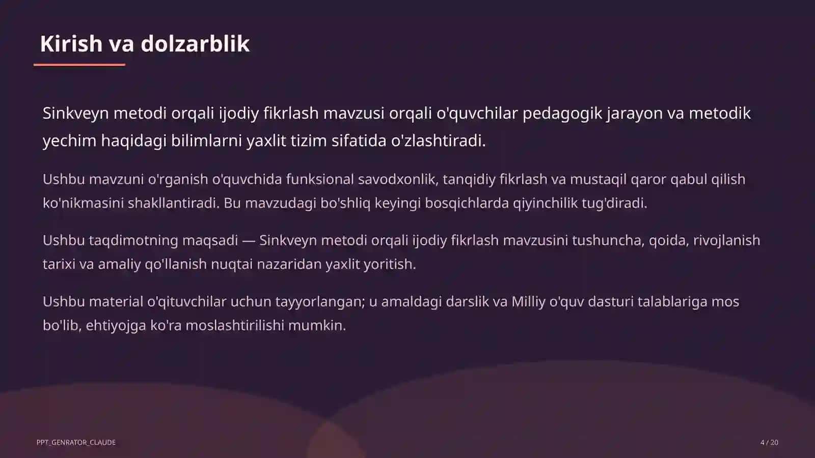 Sinkveyn metodi orqali ijodiy fikrlash 4