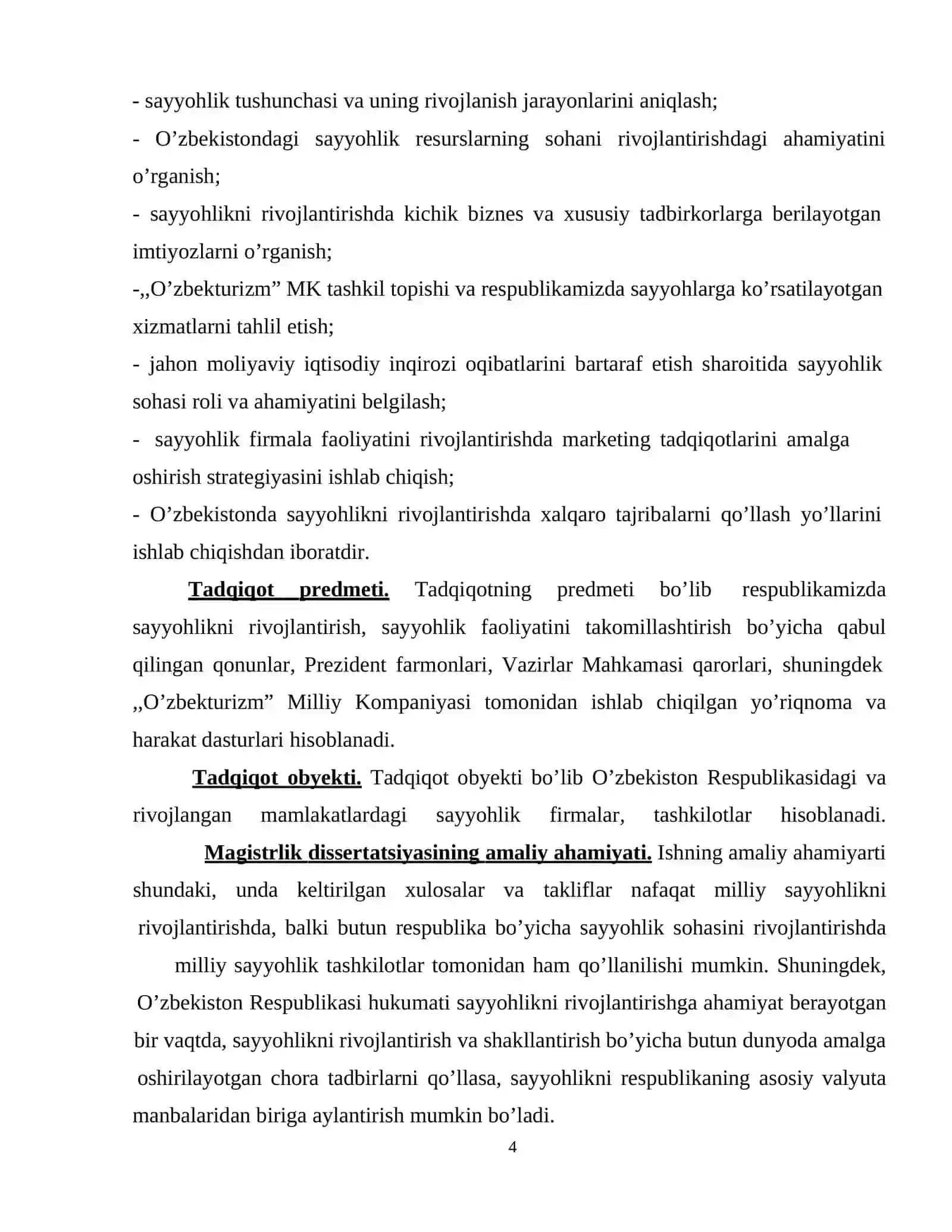 Iqtisodiyotni modernizatsiyalash sharoitida sayyohlikning tashqi iqtisodiy faoliyatdagi o’rni va ahamiyati 4