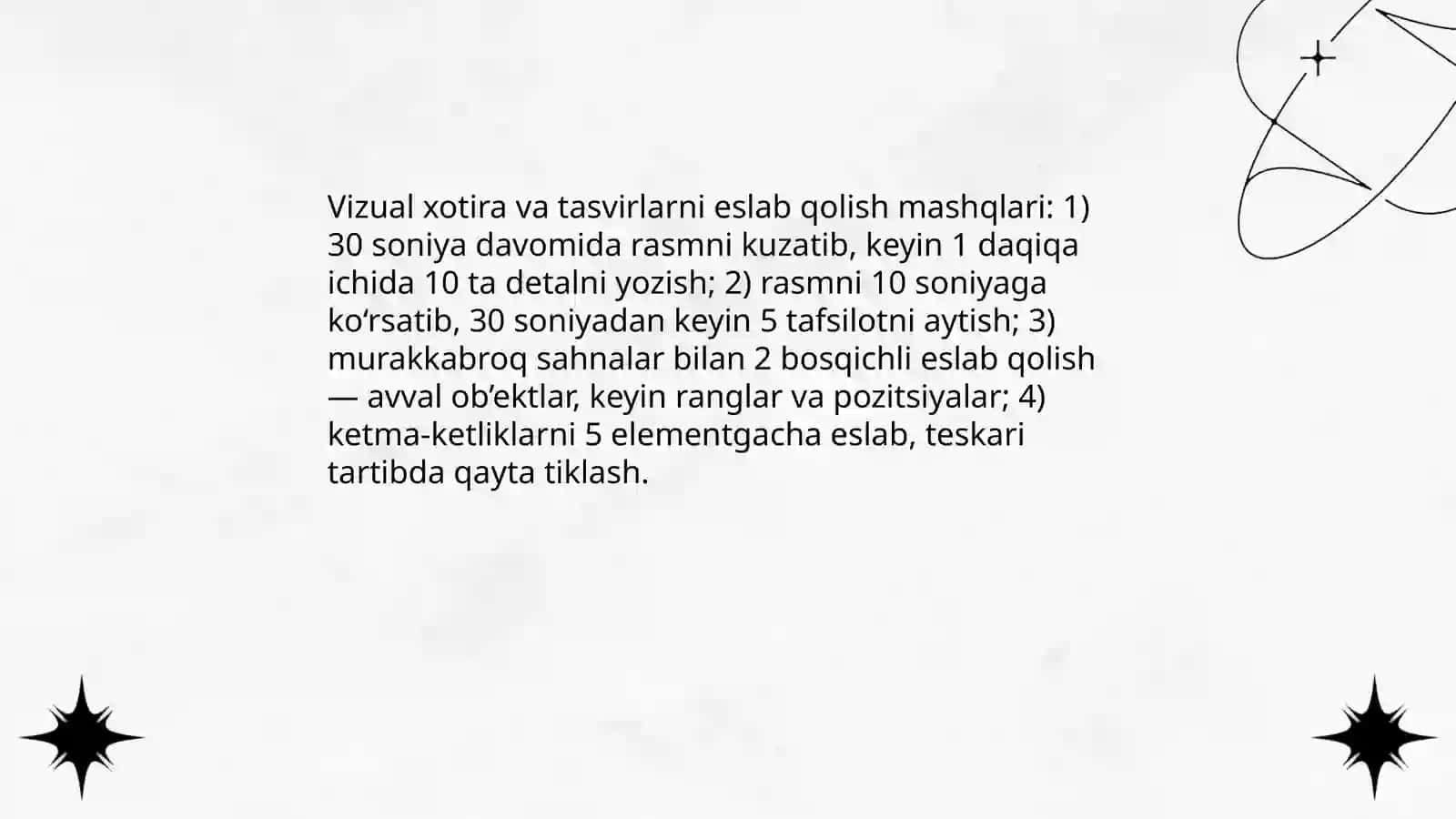 Xotirani rivojlantiruvchi psixologik mashg‘ulotlar 4