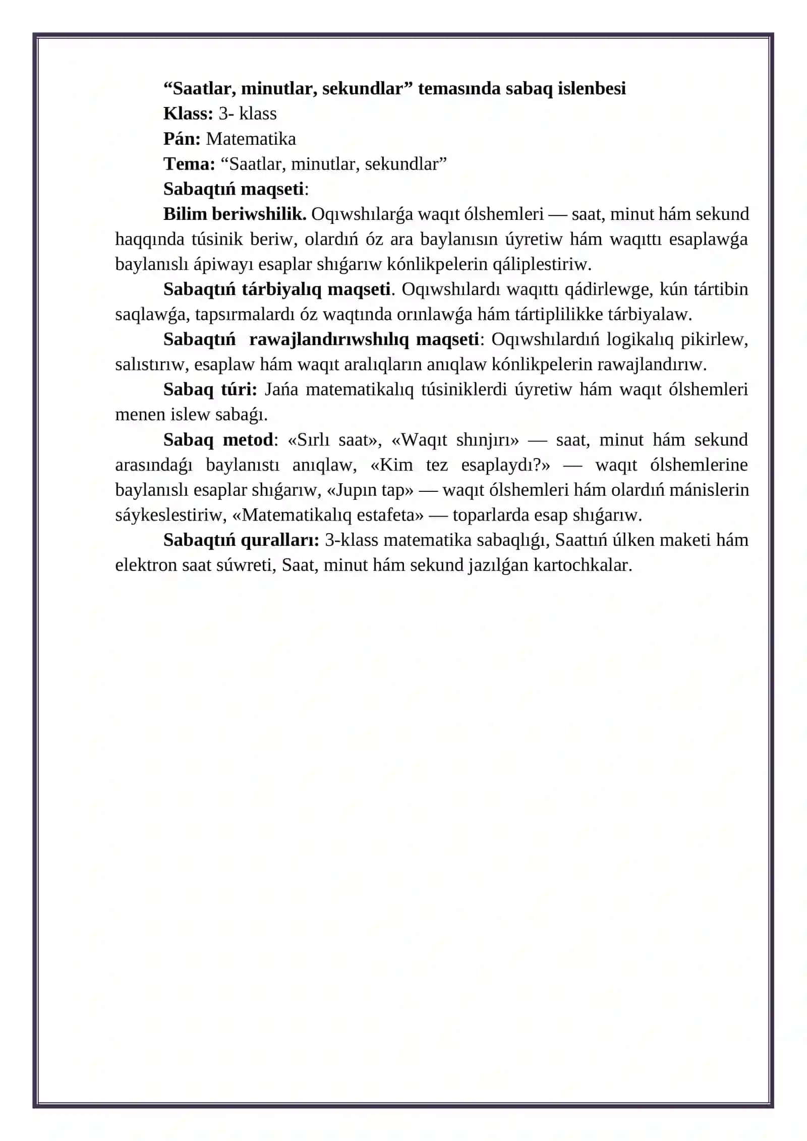 3-klass “Saatlar, minutlar, sekundlar” 4