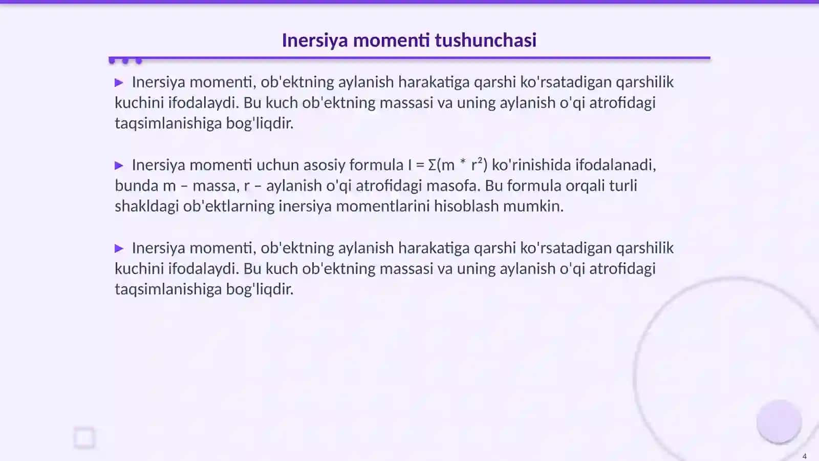 Ogʻir gʻildirakning inersiya momentini aniqlash 4