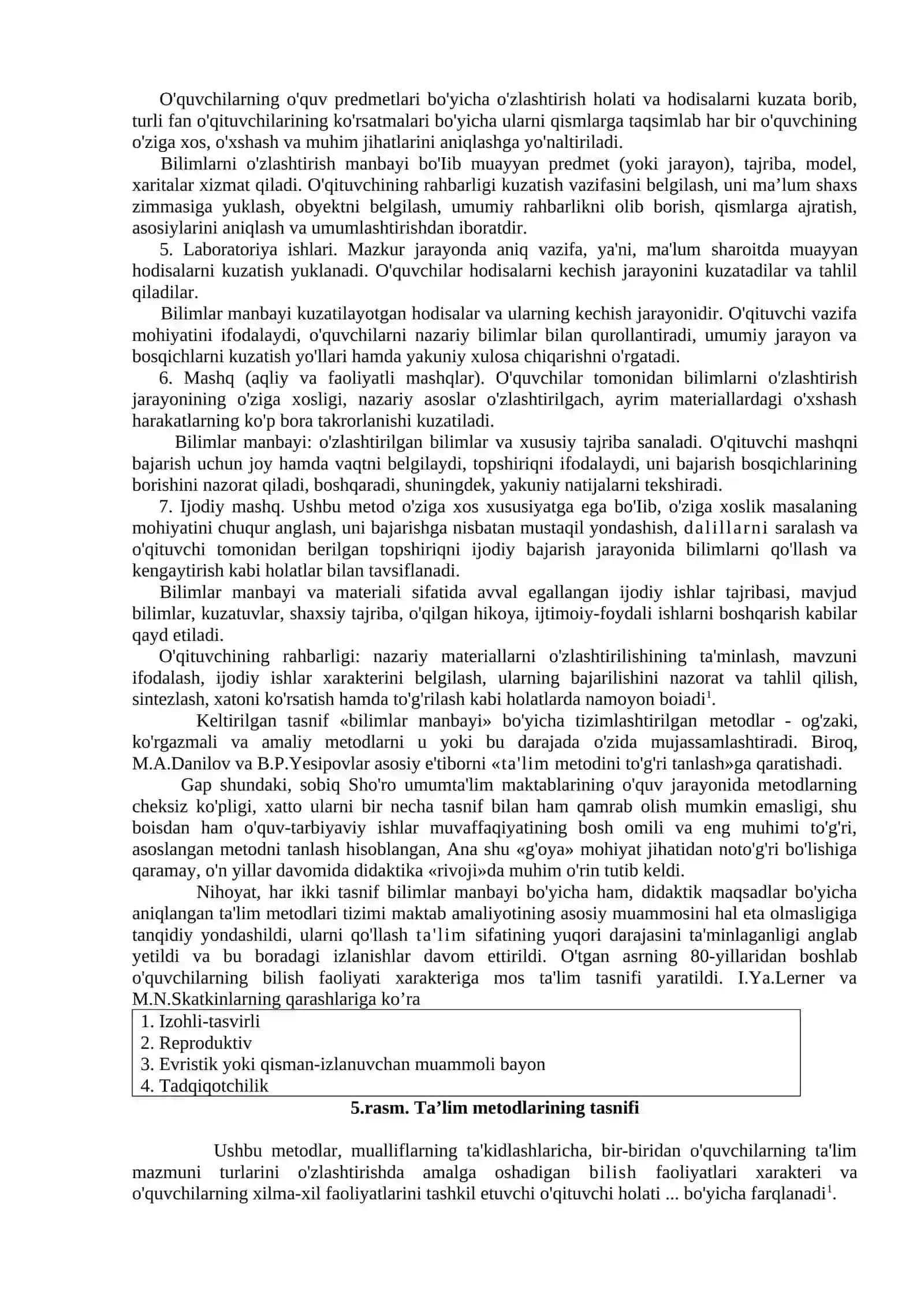 9-MA’RUZA: TA’LIM SHAKLLARI, METODLARI VA VOSITALARI. (2 SOAT) 4