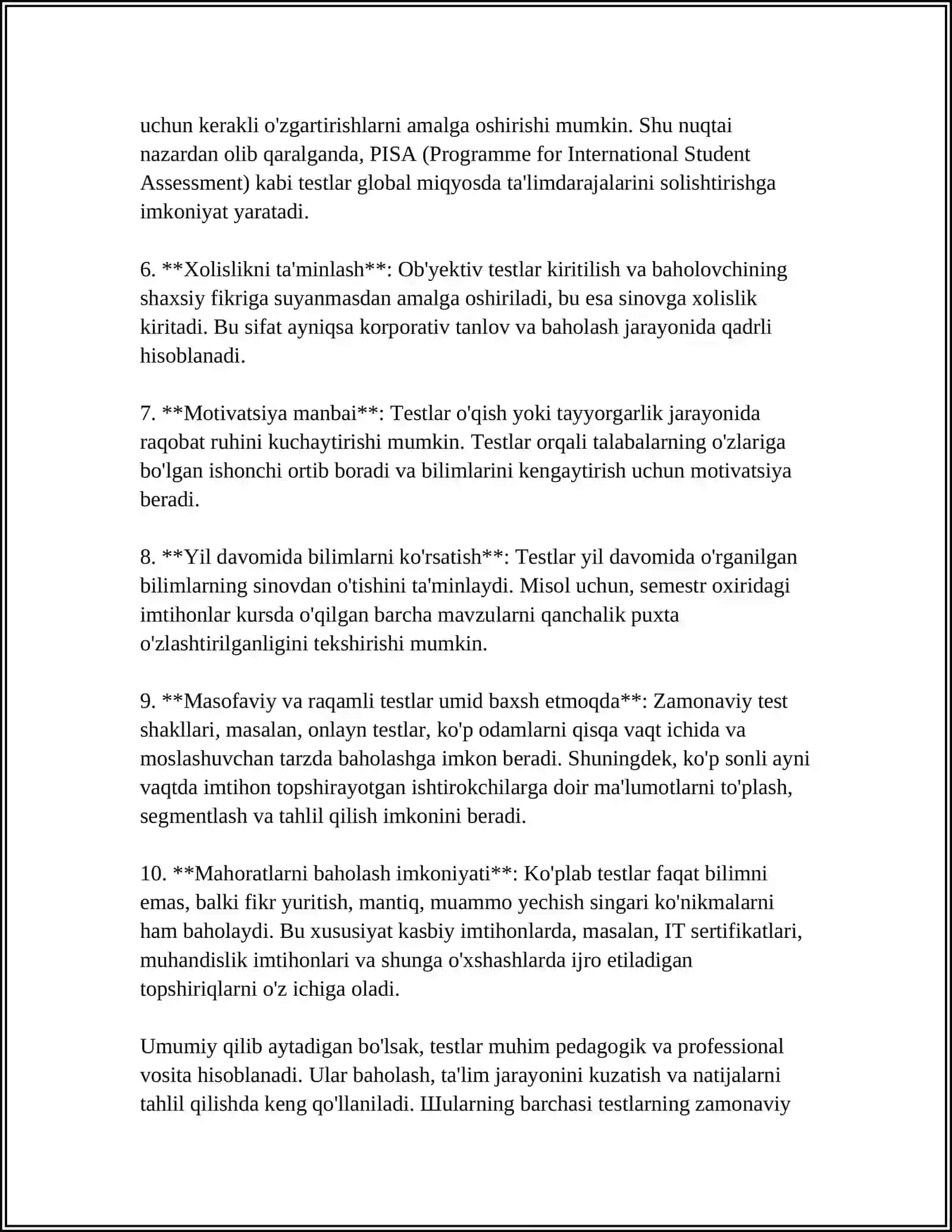 TEST METODINING YUTUĜ VA KAMCHILIKLARI 4