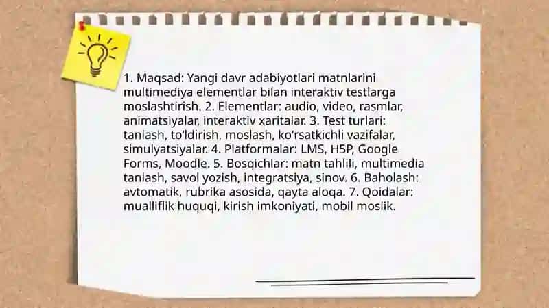 Yangi davr adabiyotlari uchun testlar 4