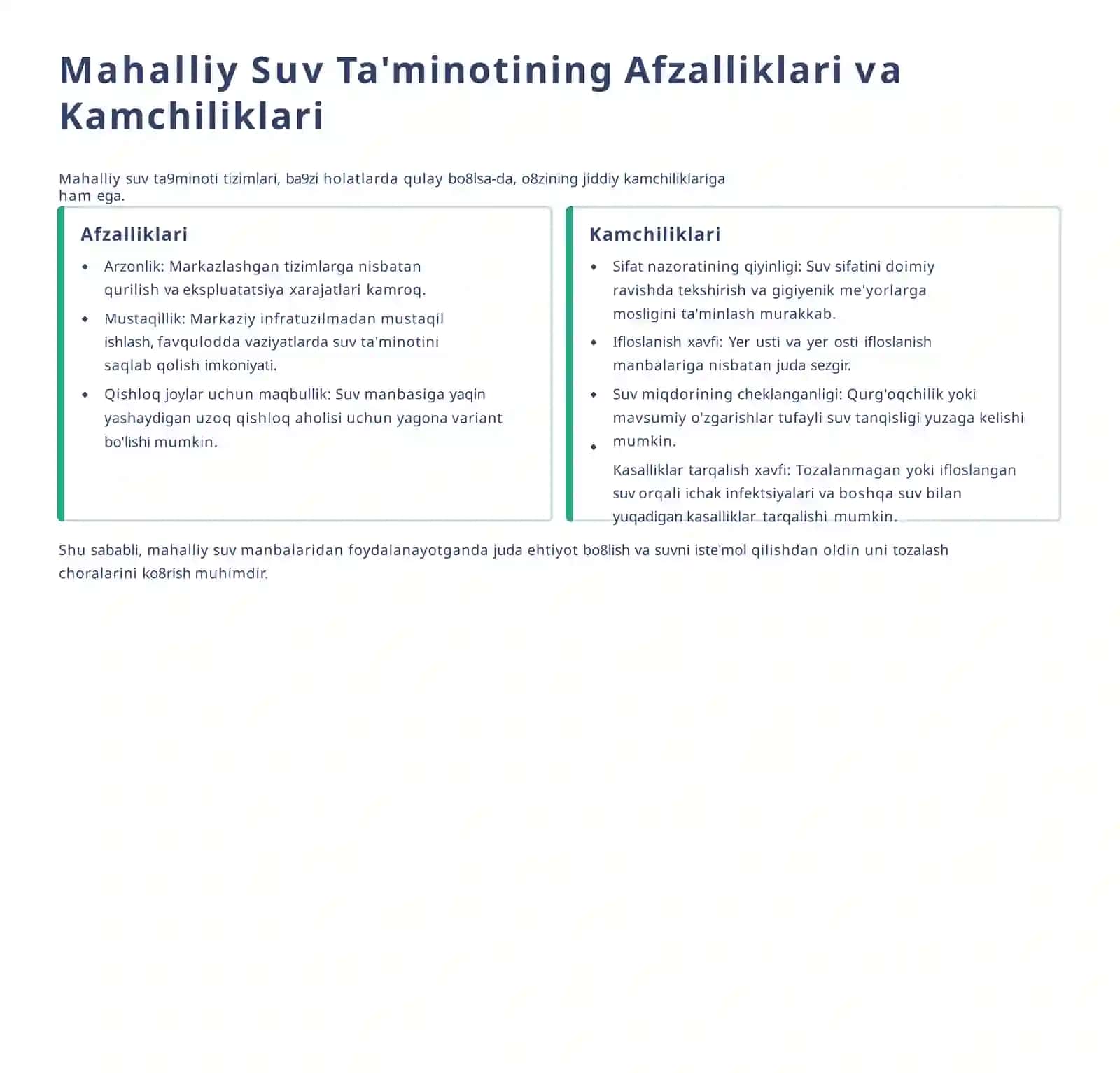 Mahalliy va Markazlashgan Suv Ta'minoti 4