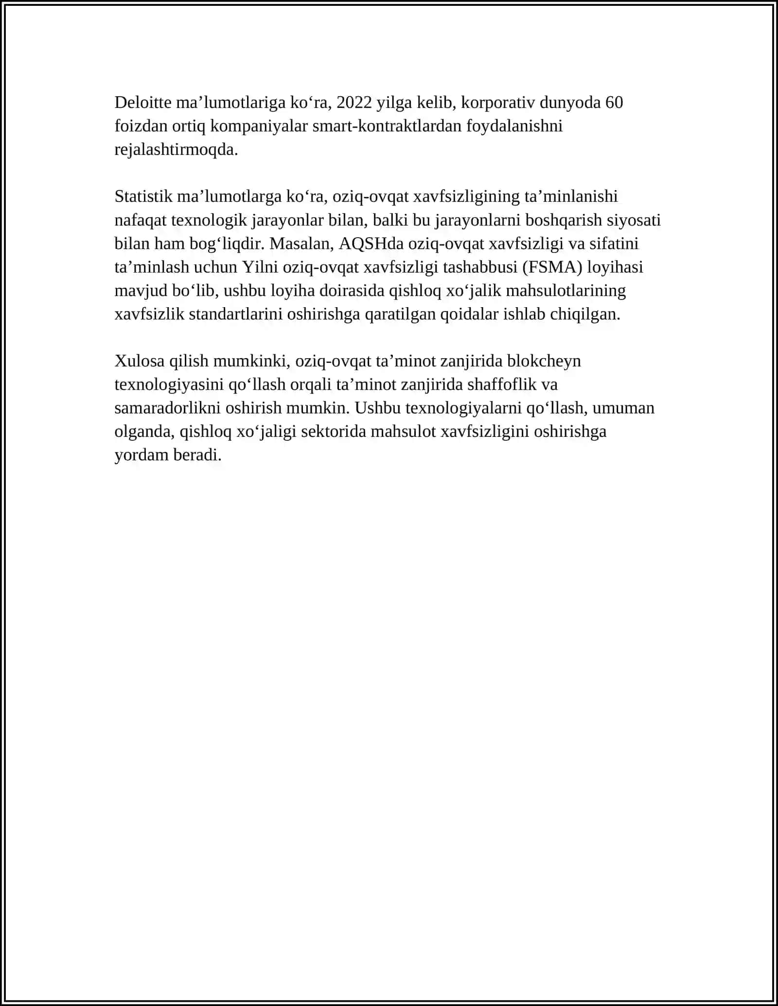 MILLIY IQTISODIYOTNING TURLI SOHALARIDA BLOKCHEYN TEHNALOGIYASIDAN FOYDALANISH YO‘LLARI 4