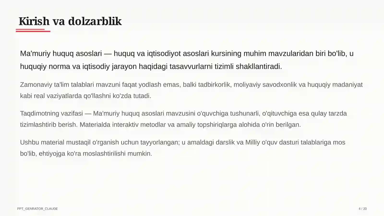 Ma'muriy huquq asoslari (10-sinf) 4