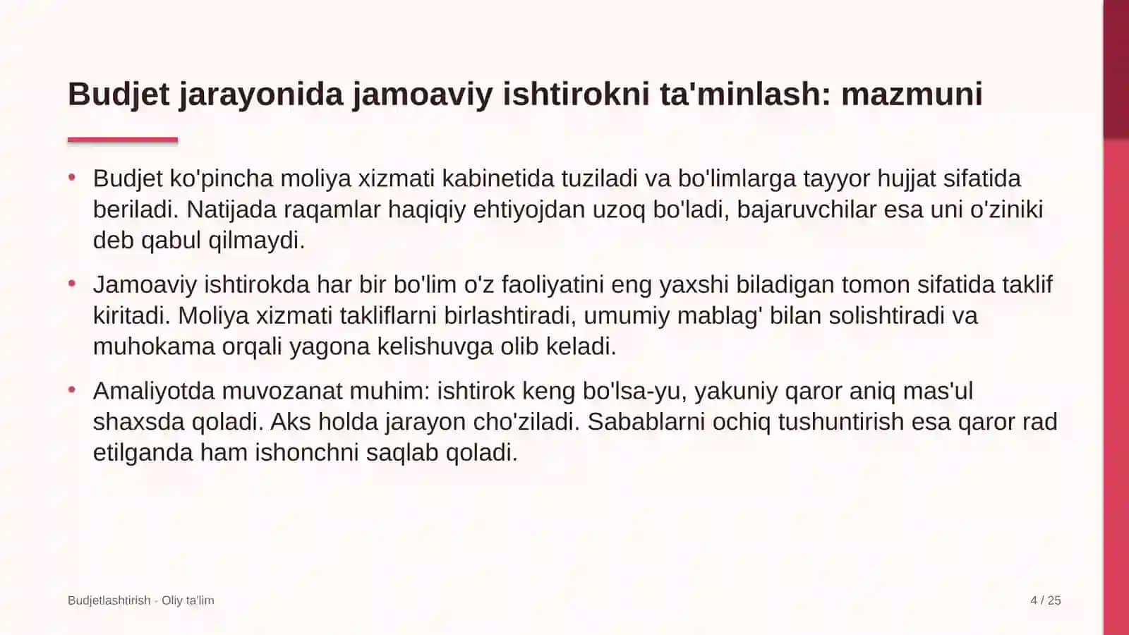 Aviatsiya texnikasini ta'mirlash korxonalarida budjet jarayonida jamoaviy ishtirokni ta'minlash 4