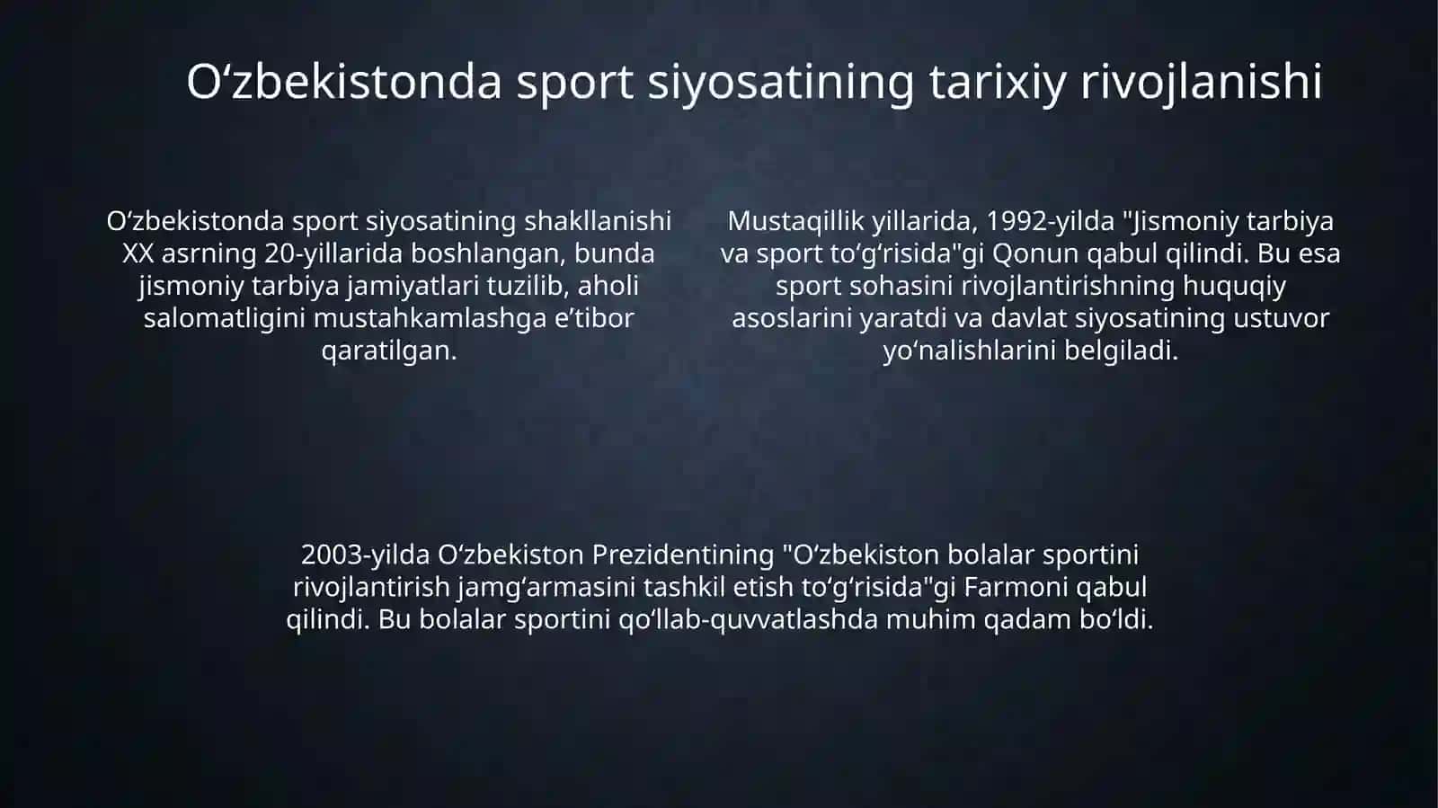 Sport sohasidagi davlat siyosati 4