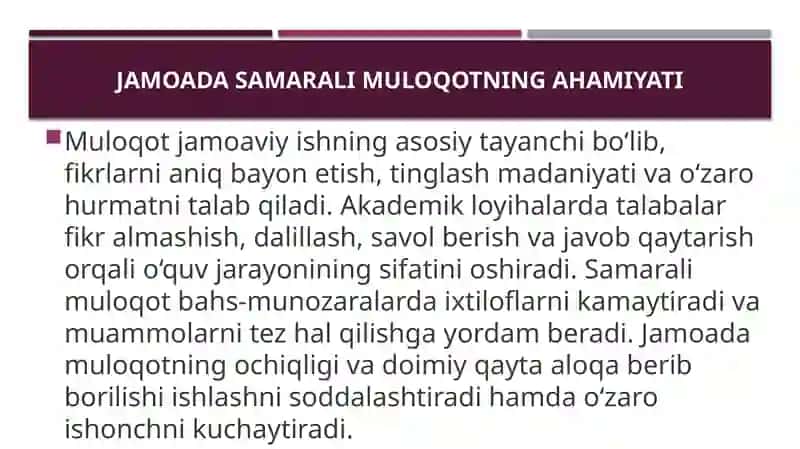 Jamoa bilan ishlash 4