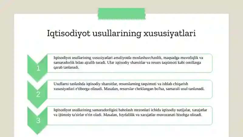 Iqtisodiyot faning oziga xos usullari 4