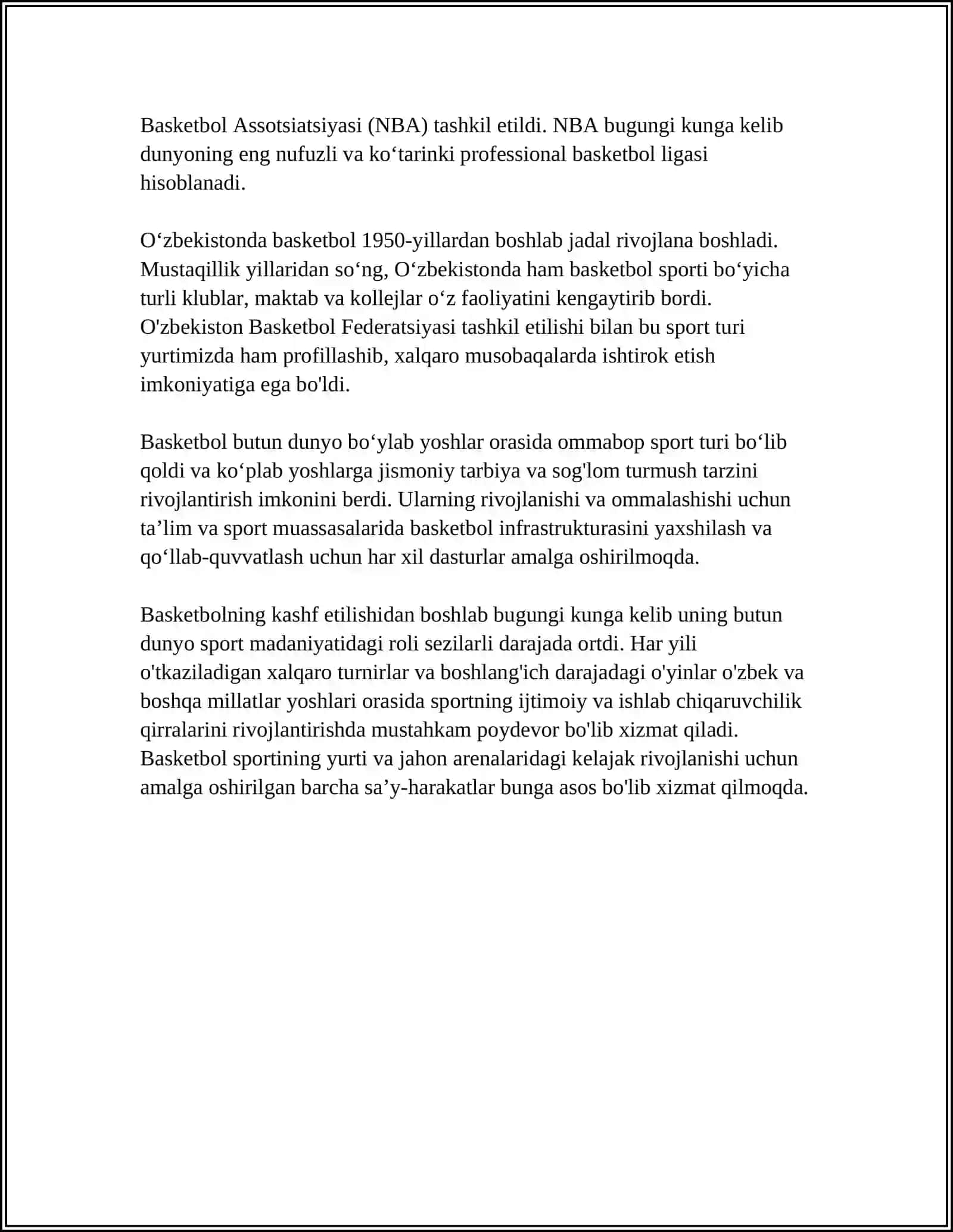 BASKETBOL SPORT TURINING KELIB CHIQISH TARIXI 4