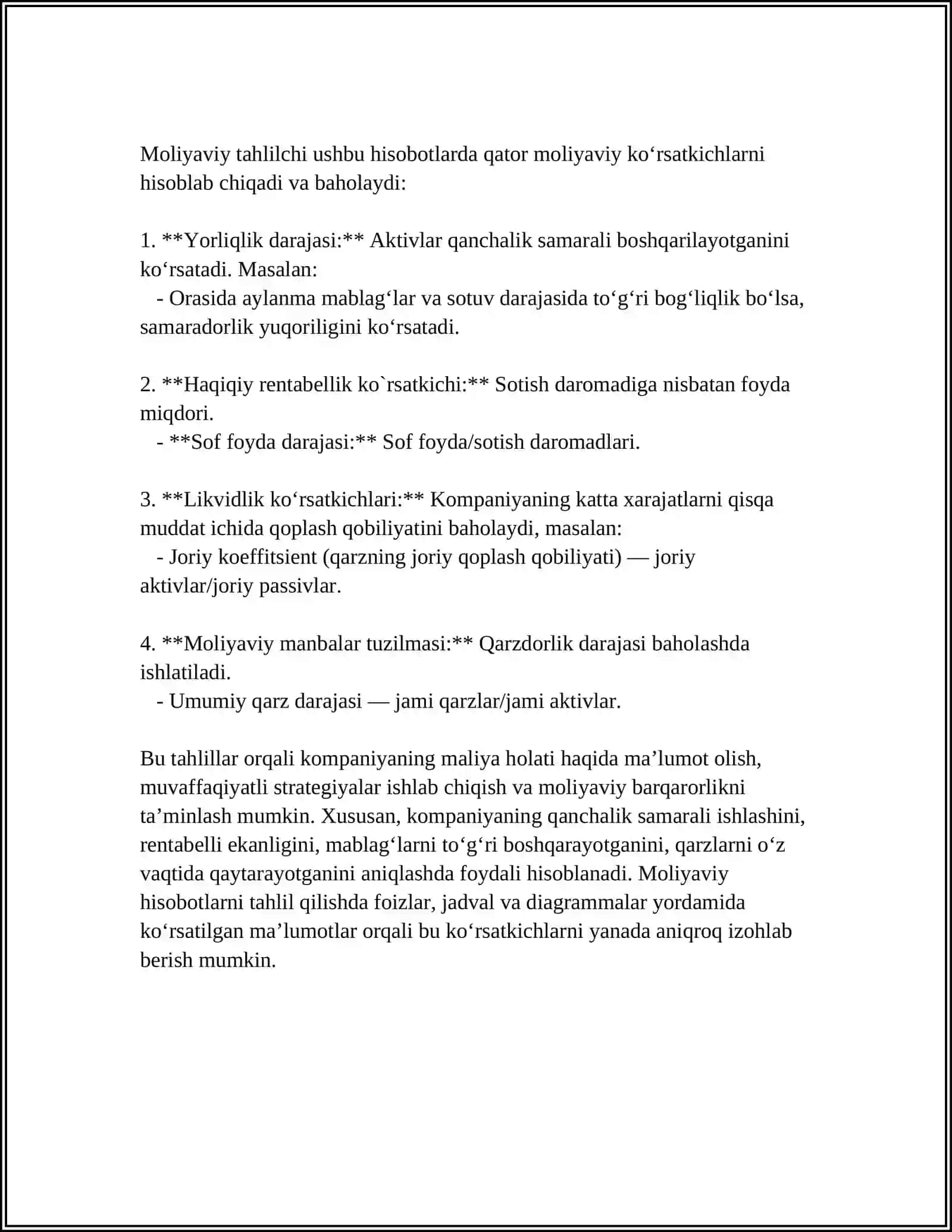 Moliyaviy hisobotlarni tahlil qilish 4