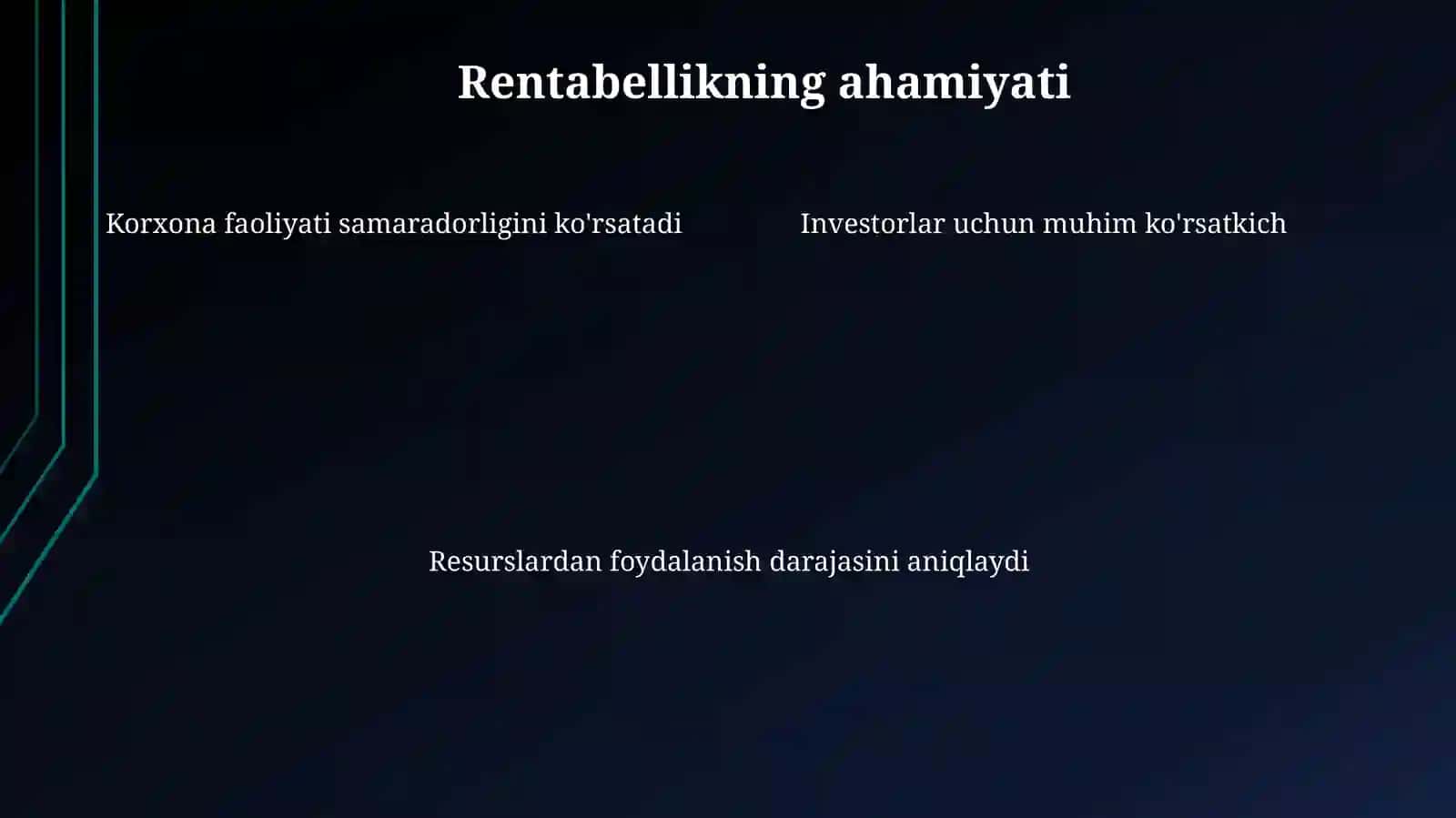 Rentabellik koʻrsatgichlari mavzusida ma'lumot 4
