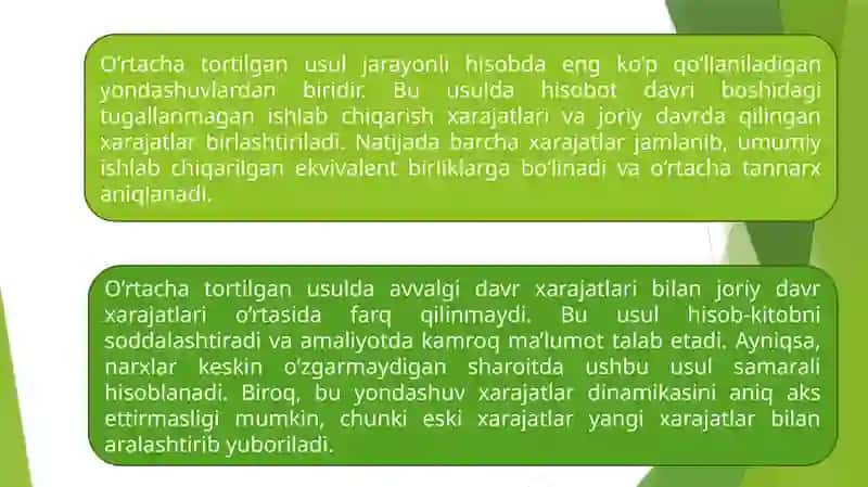 Jarayonli usulda oʼrtacha tortilgan usul va FIFO usulni qiyoslash 4