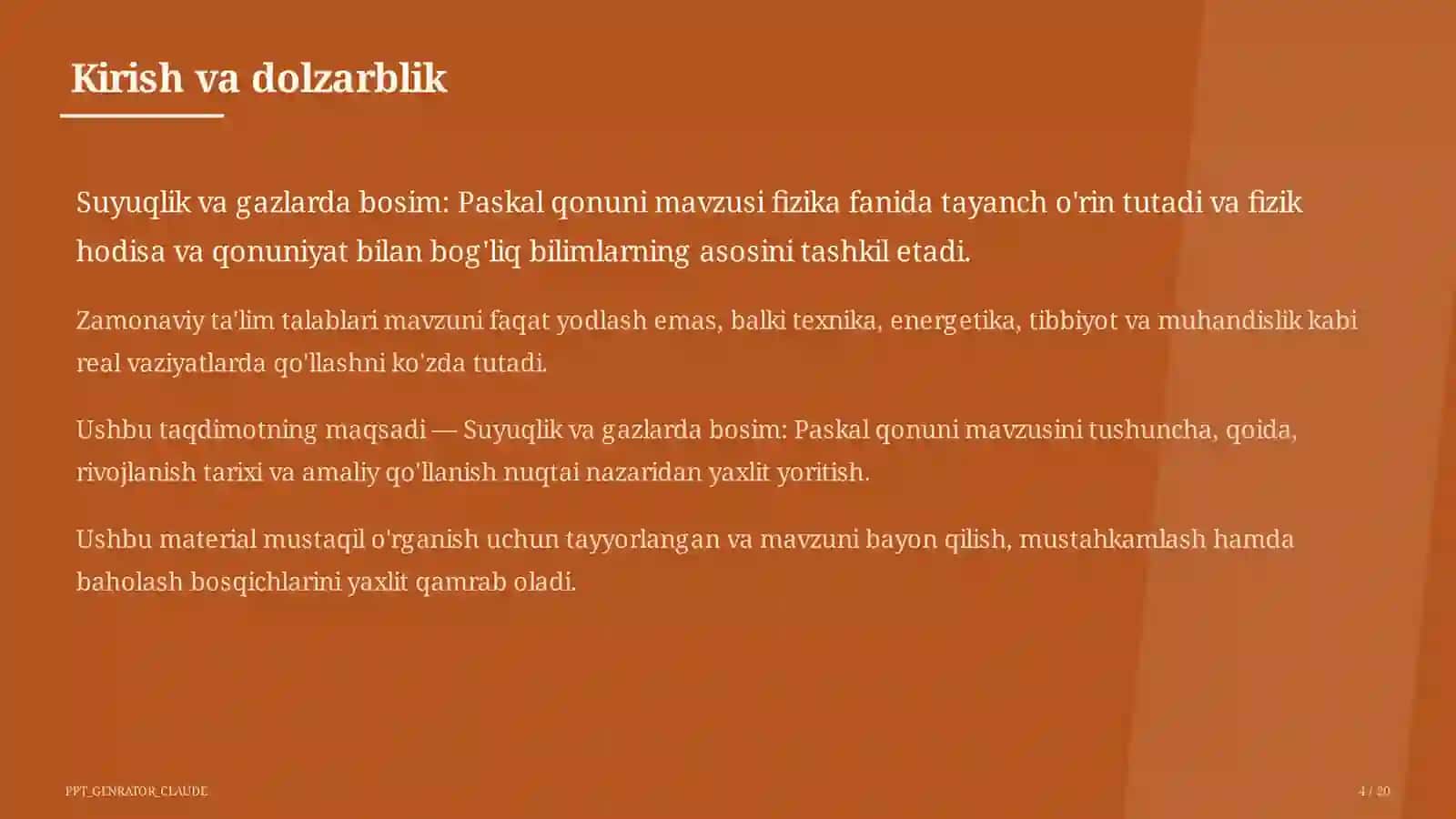 Suyuqlik va gazlarda bosim: Paskal qonuni (7-sinf) 4