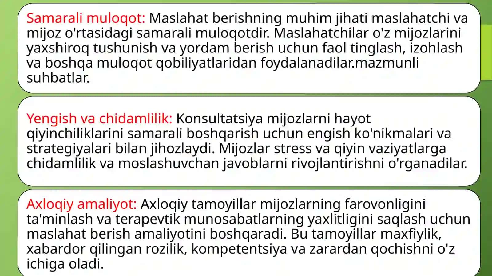 Konsultativ yordam tamoyillari 4