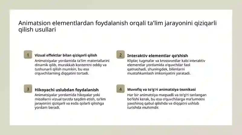 Power point dasturidan foydalanib animatsion dars taqdimotlari yaratish metodikasi 4