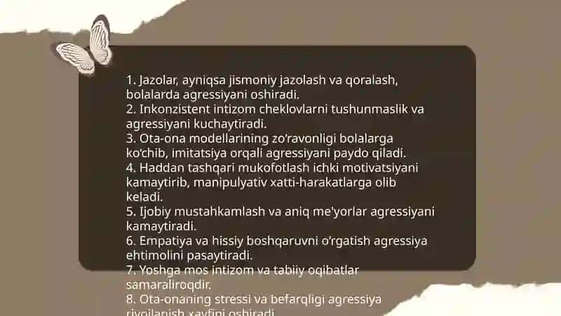 Bolalardagi aggressive xatti-harakatlarni paydo bo'lish sabablarini o'rganish va korreksyalash 4
