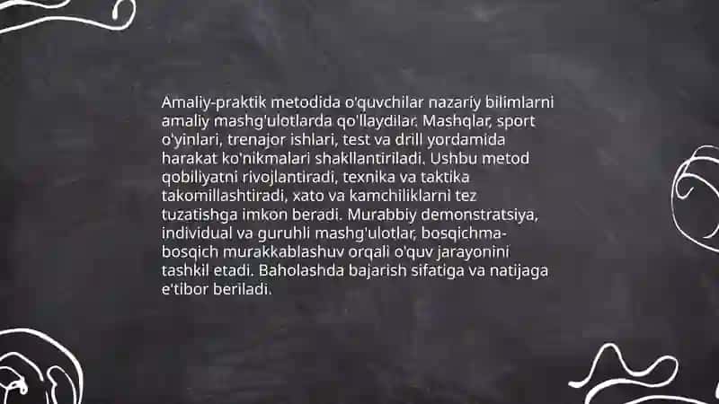 Jismoniy tarbiya va sport sohasida qollaniladigon talim metodlari 4