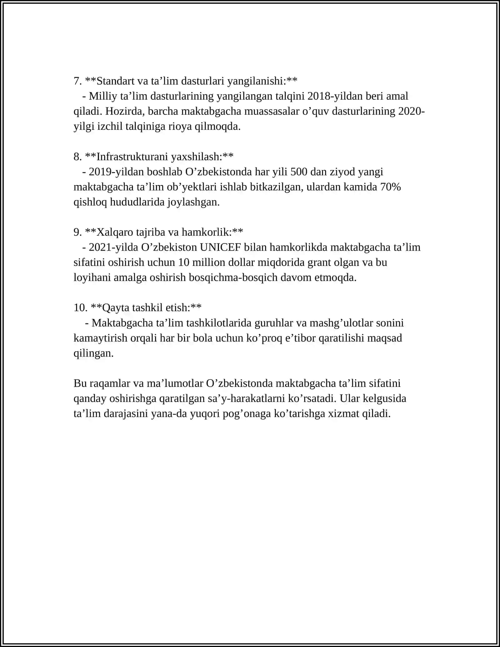 Oʻzbekiston Respublikasi Maktabgacha Taʼlim Tizmni 2030 yilgacha rivojlantirish istiqbollari 4