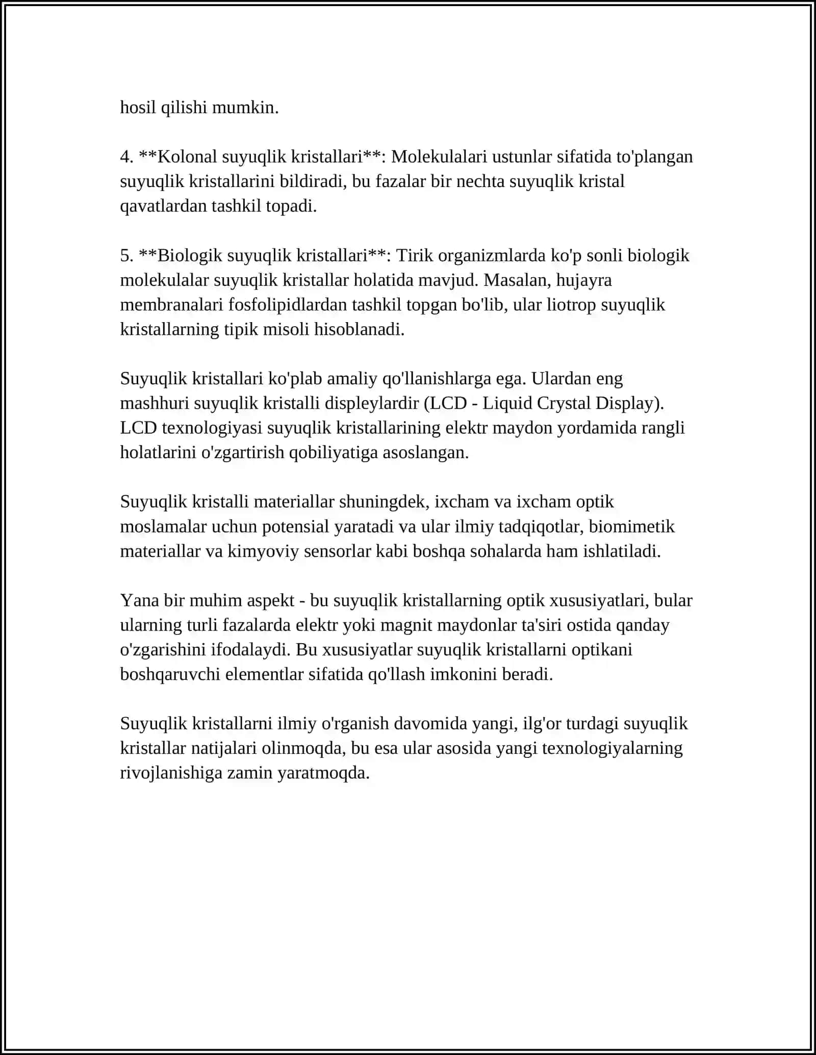 SUYUQLIK KRISTALLAR VA ULARNING FXUSUSIYATLARI 4