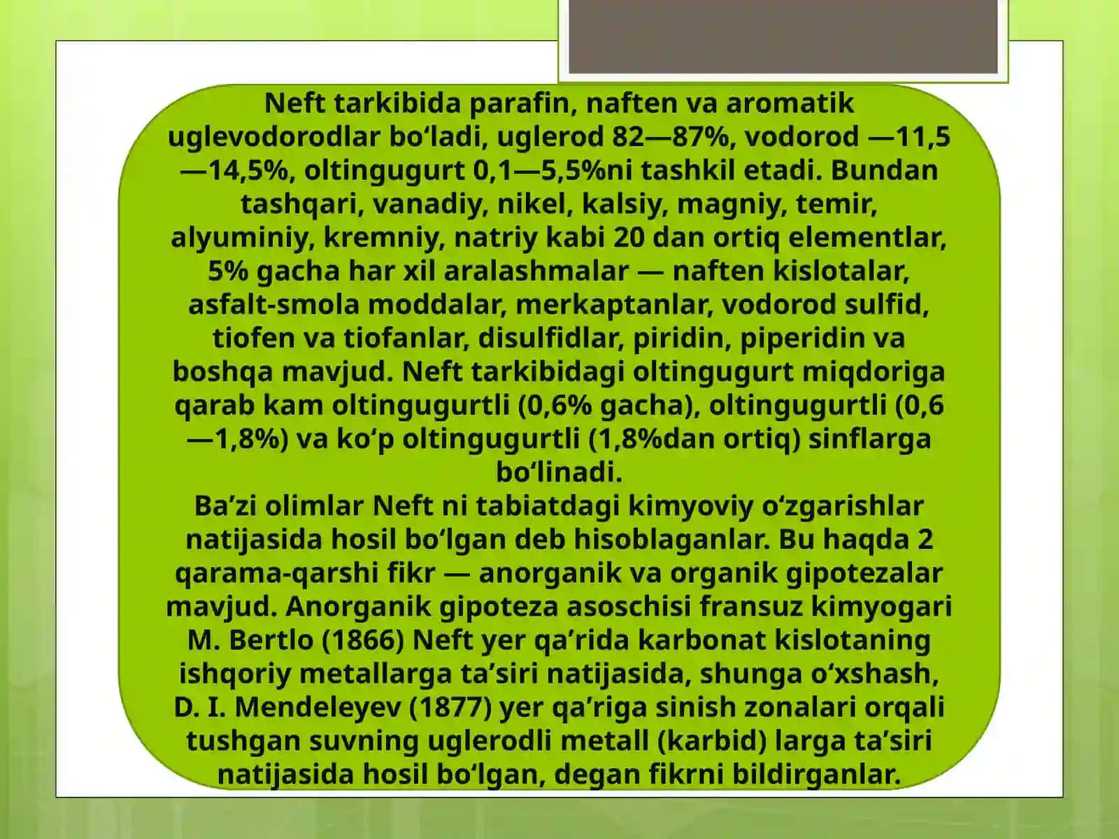 Uglevodorodlarning biologik ahmiyati ishlatilish sohalari 4