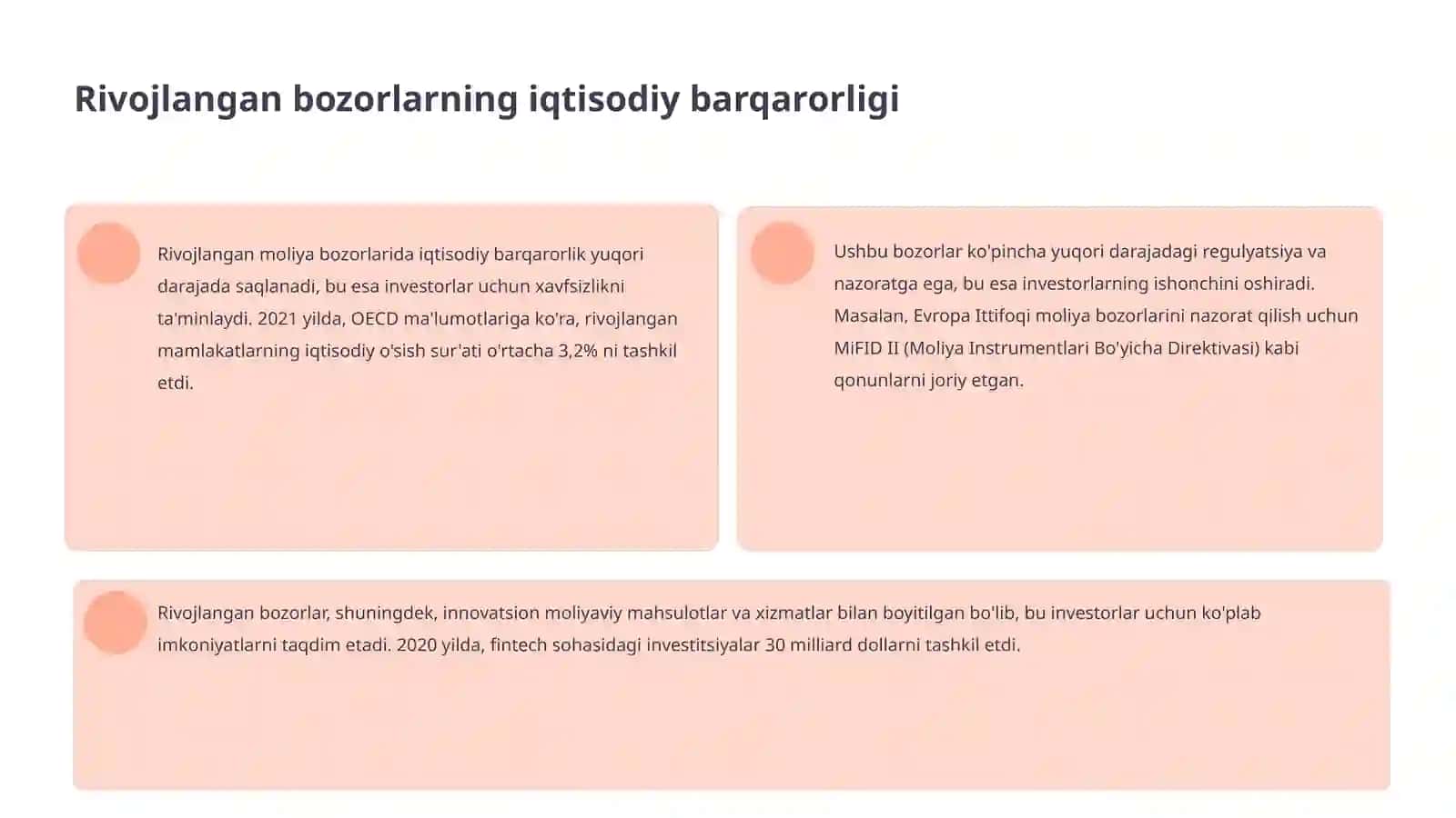 Rivojlangan va rivojlanayotgan moliya bozorlarini solishtirish 4