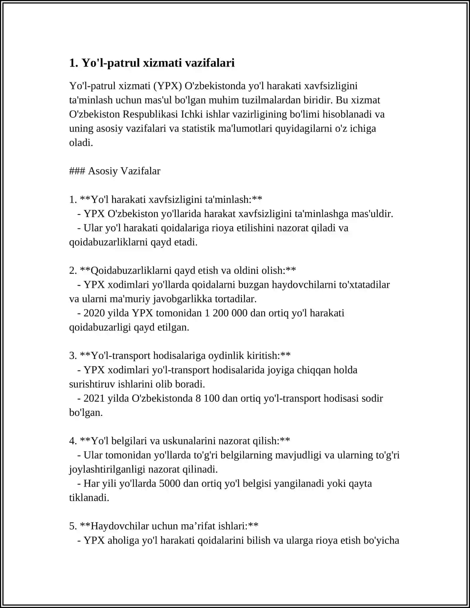 XORIJIY MAMLAKATLARDA YOʻL-PATRUL XIZMATI XODIMI TOMONIDAN TRANSPORT VOSITASINI TOʻXTATISH ASOSLARI 4