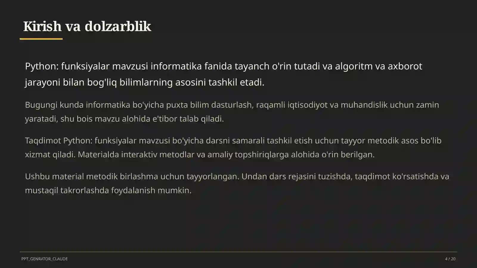 Python: funksiyalar (9-sinf) 4