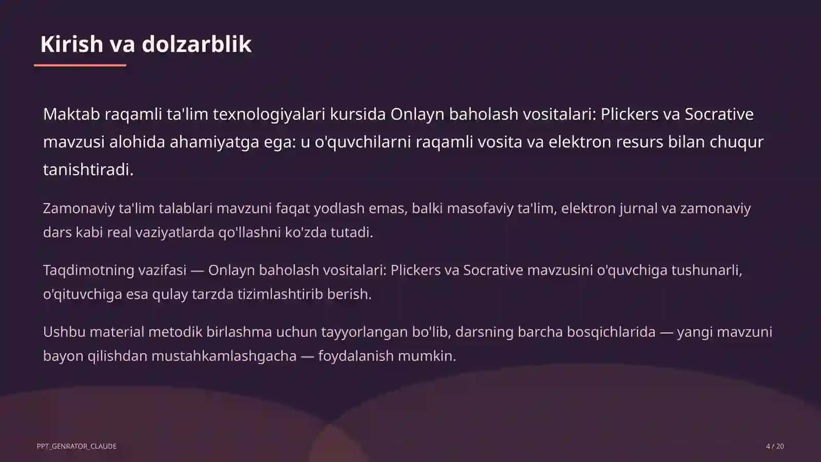 Onlayn baholash vositalari: Plickers va Socrative 4