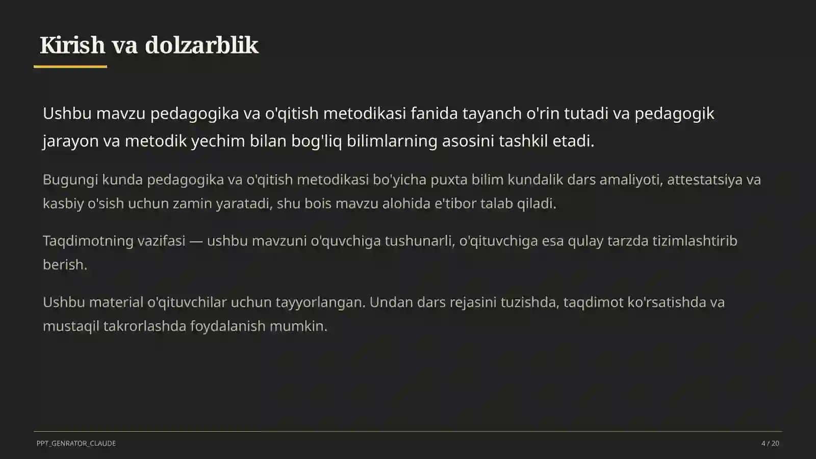 Pedagogika va o'qitish metodikasi 4