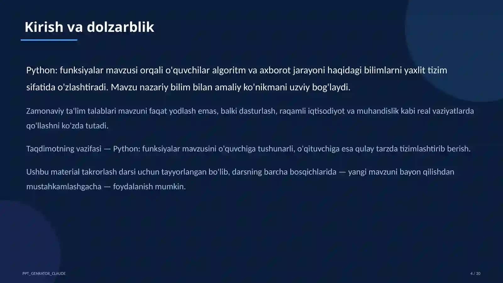 Python: funksiyalar (9-sinf) 4