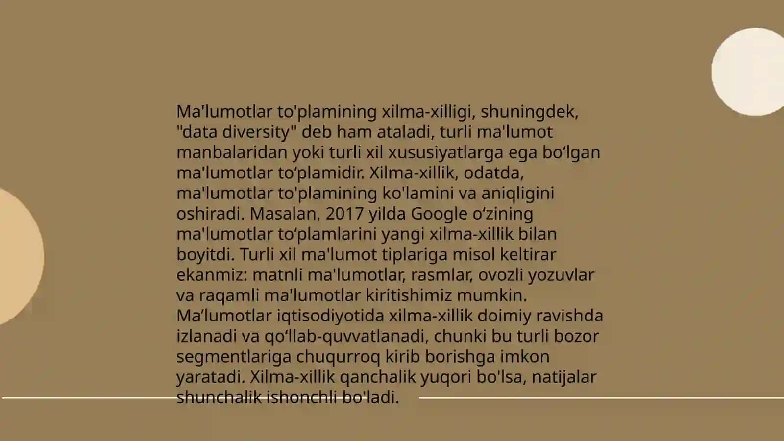 Mashinaviy o‘rganish modeli oՙqitish uchun ishlab chiqliladigan ma’lumotlar to’plamiga qoՙyiladigan talablar 4