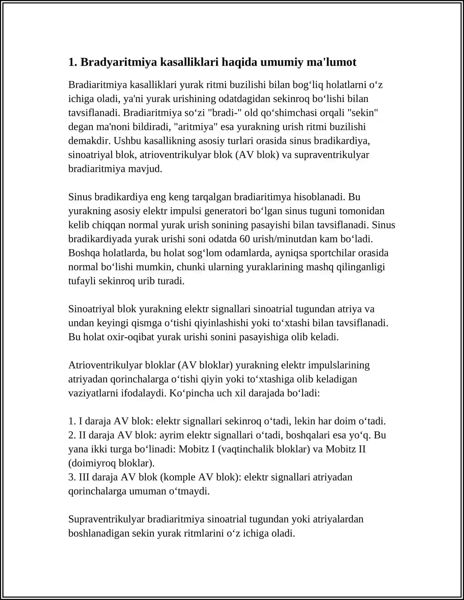 BRADIARITMIYA BILAN OGʻRIGAN BEMORLARNI DAVOLASH TAKTIKASI.KARDIYAK STIMULYATSIYA FONIDA EKG.ELEKTRON YURAK STIMULYATORI DISFUNKSIYASI 4