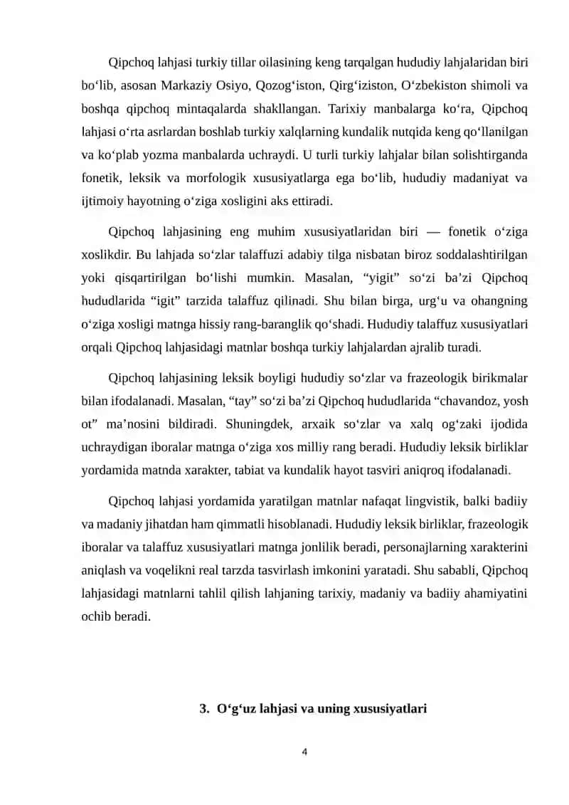 Qarluq, Qipchoq va o‘g‘uz lahjasidagi matnlar tahlili 4