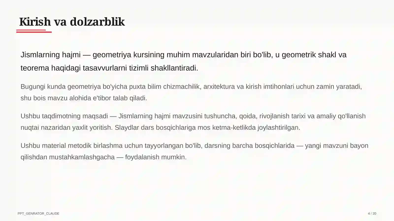 Jismlarning hajmi (11-sinf) 4