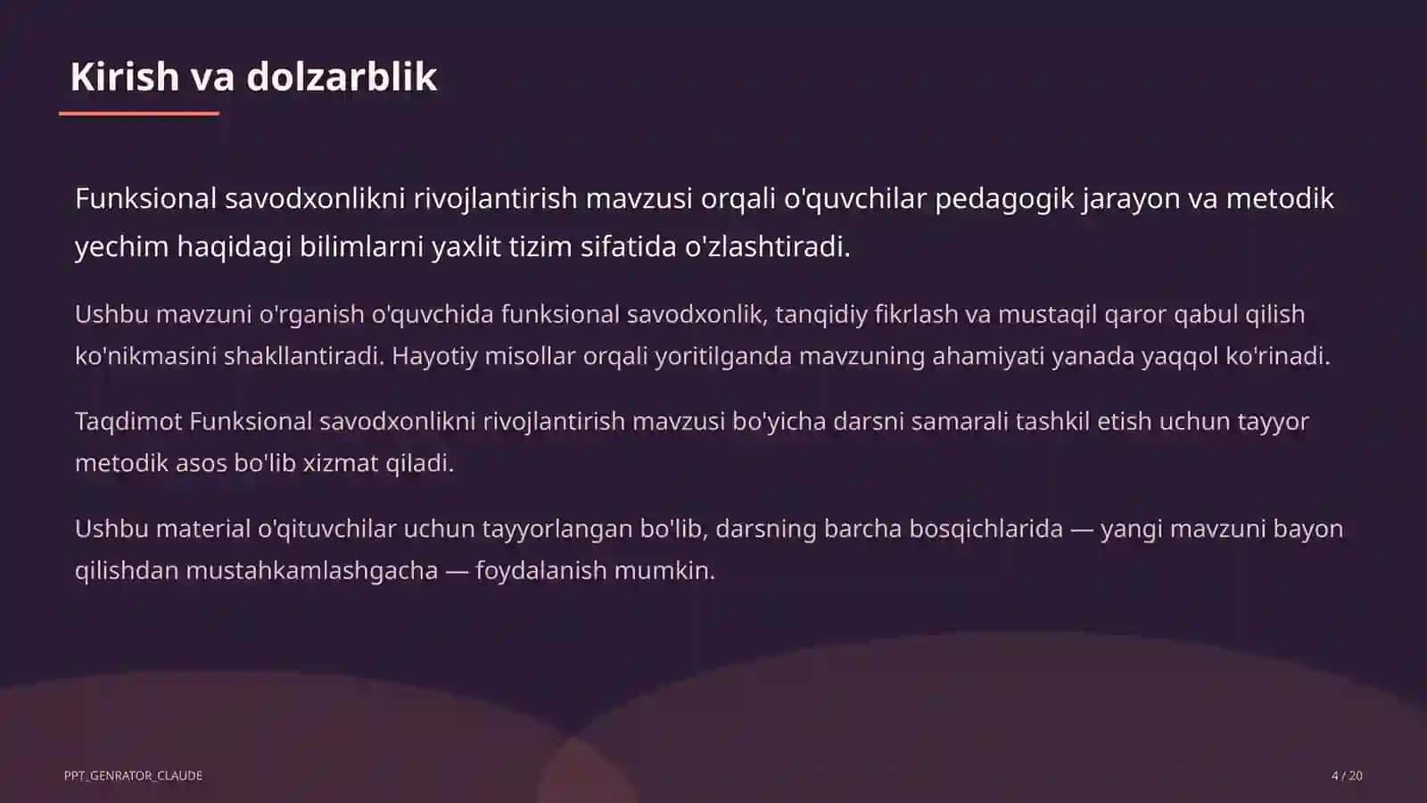 Savodxonlikni rivojlantirish 4
