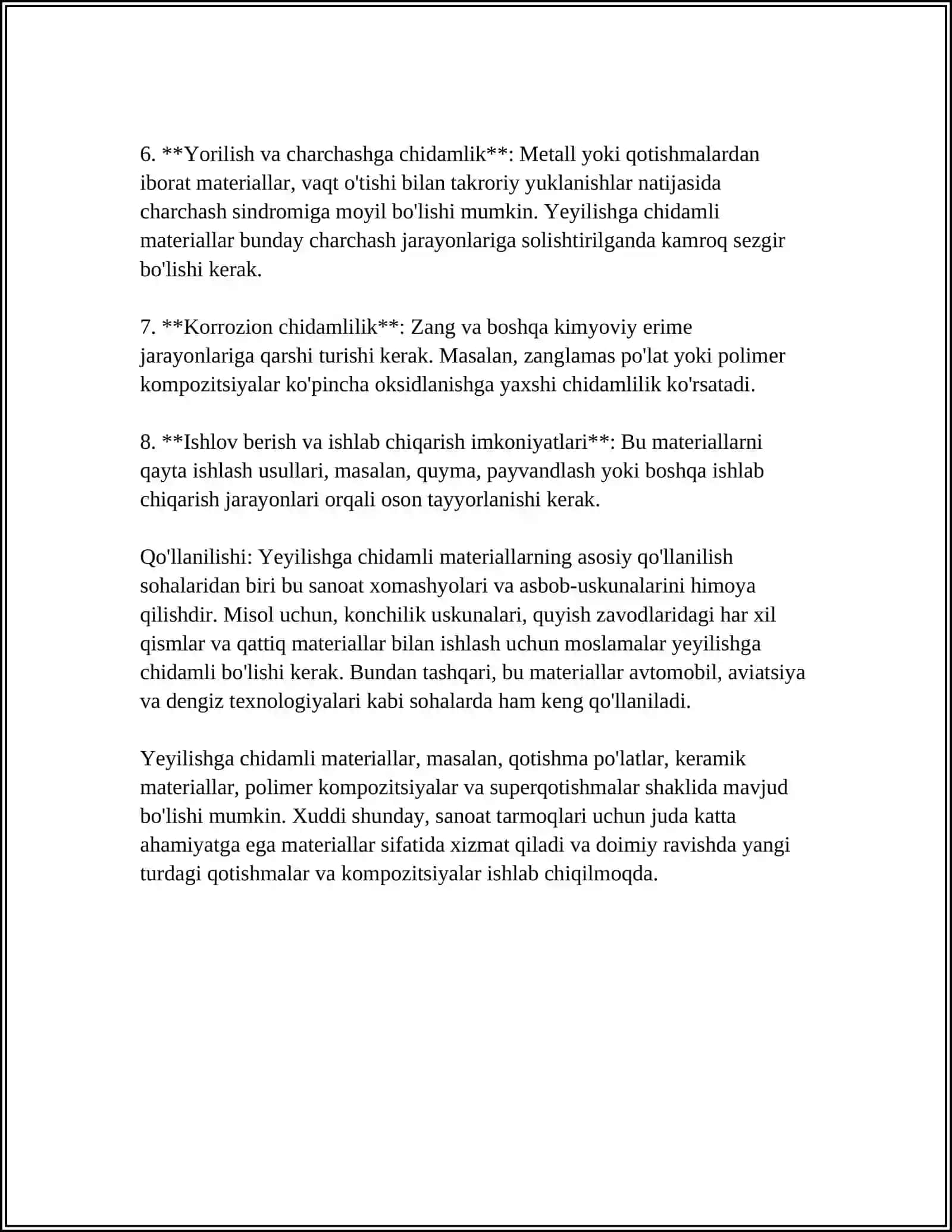 YEYILISHGA CHIDAMLI MATERIALLAR 4