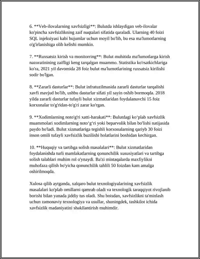 Xalqaro Bulut Texnologiyalarining Limitlari 4