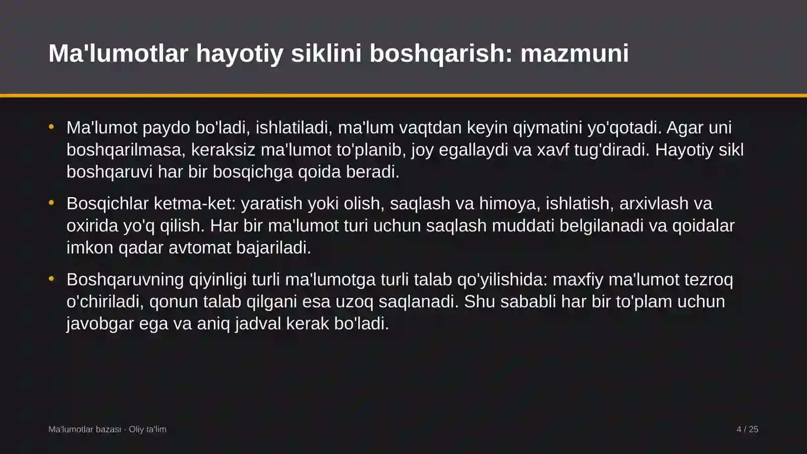 Kasb-hunar maktablarida ma'lumotlar hayotiy siklini boshqarish 4