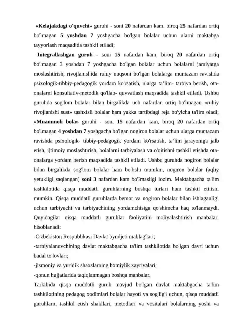 Maktabgacha ta’lim tashkiloti va ularni tashkil etish 4