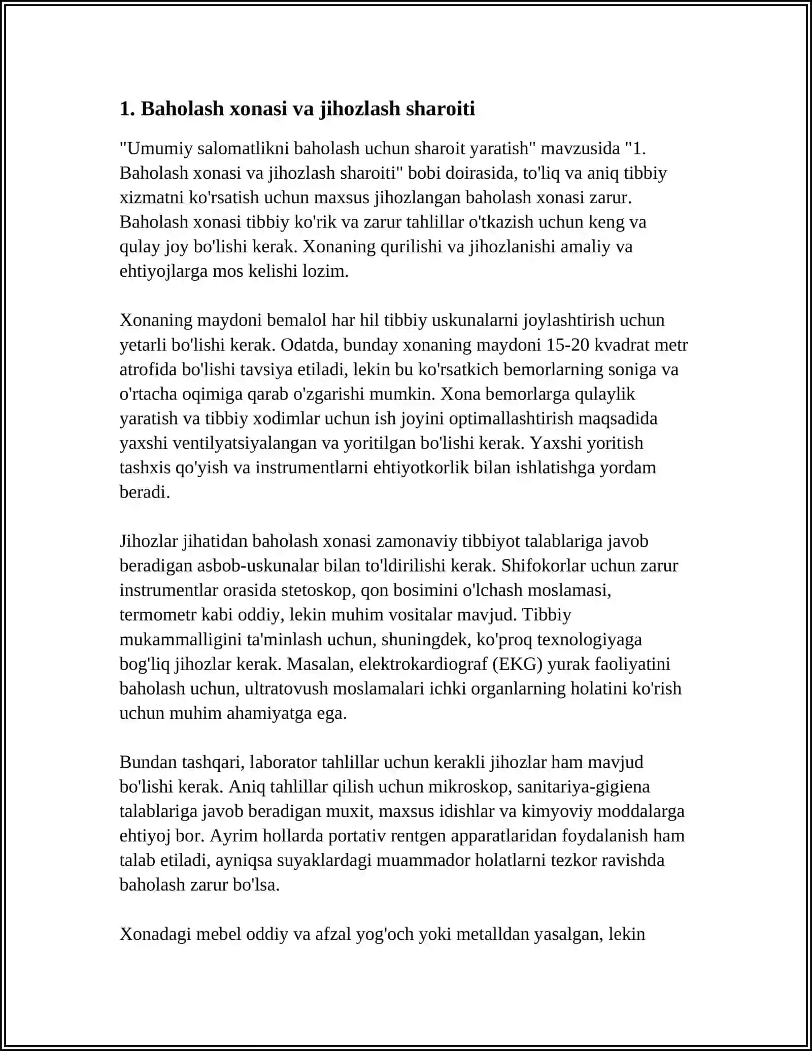 UMUMIY SALOMATLIKNI BAHOLASH UCHUN SHAROIT YARATISH 4