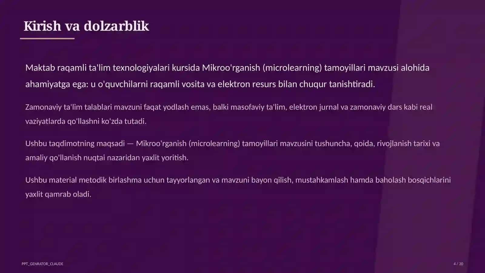 Mikroo'rganish (microlearning) tamoyillari 4